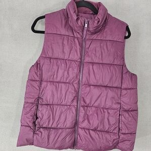 Gap Cold Control Womens Large L Puffer Vest Full Zip Burgundy Winter